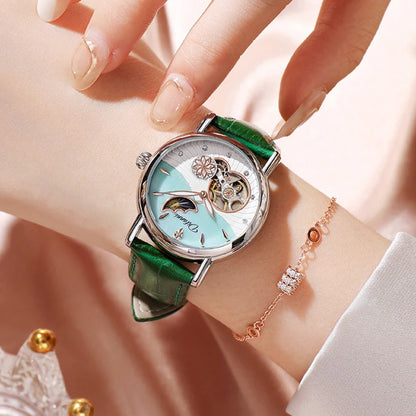 Rotatable Flowers Female Watch Women Top Brand Luxury Fashion Moon Phase Waterproof Lady Automatic Mechanical Watches Reloj