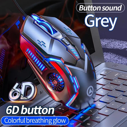 Ratón gaming ergonómico con cable YINDIAO RGB silencioso, retroiluminación LED, 3200dpi, 6 botones, G5 USB, ratón mecánico para PC, portátil y ordenador