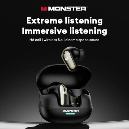 New Monster MQT52 TWS Wireless Gaming Headset Bluetooth 5.4 HIFI Stereo Music Earphones Talking Noise Canceling Earbuds