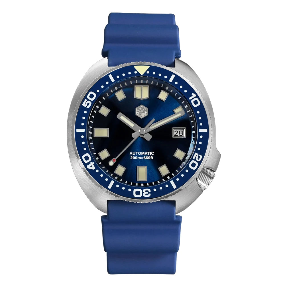 San Martin Turtle Men Diver Watch 44mm NH35 Automatic Mechanical Wristwatch Sapphire Waterproof 200m Luminous Relojes SN0047