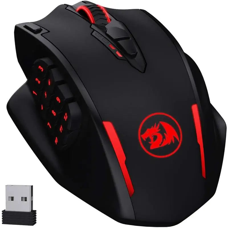Ratón gaming Redragon M913, 16000 DPI, con cable e inalámbrico 2.4Ghz, óptico RGB, 16 botones programables, negro/blanco