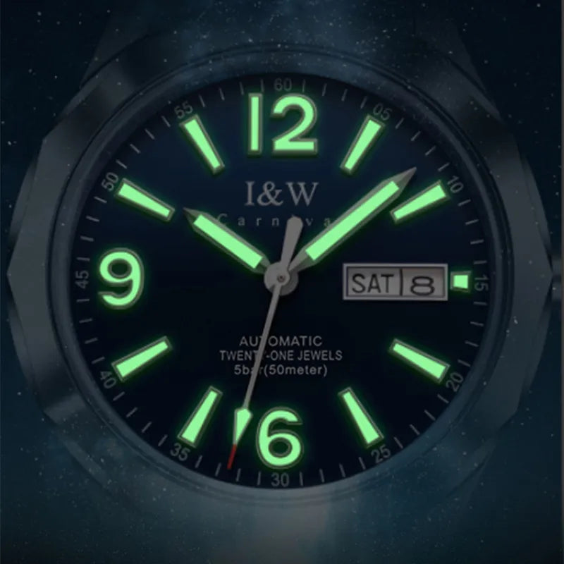 Relógio mecânico de luxo para homem Reloj CARNIVAL em tungsténio, movimento automático MIYOTA 8205, à prova de água.