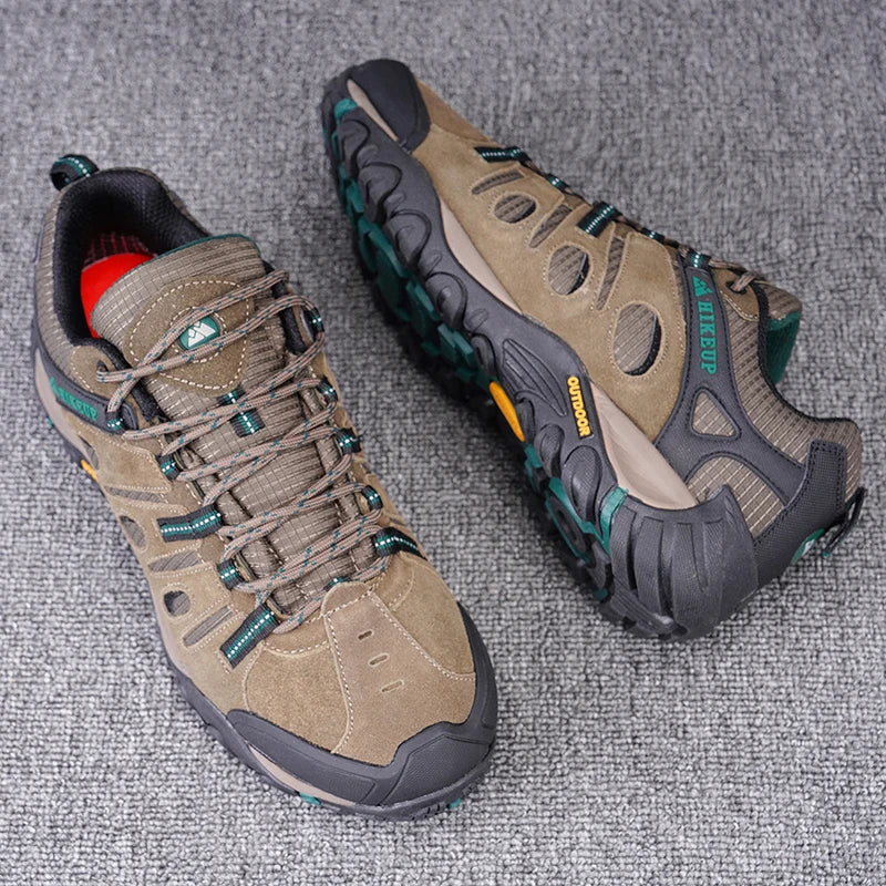 HIKEUP Buty turystyczne męskie Zimowe buty wspinaczkowe i trekkingowe dla mężczyzn Skórzane, oddychające, outdoorowe, antypoślizgowe buty sportowe i robocze dla mężczyzn