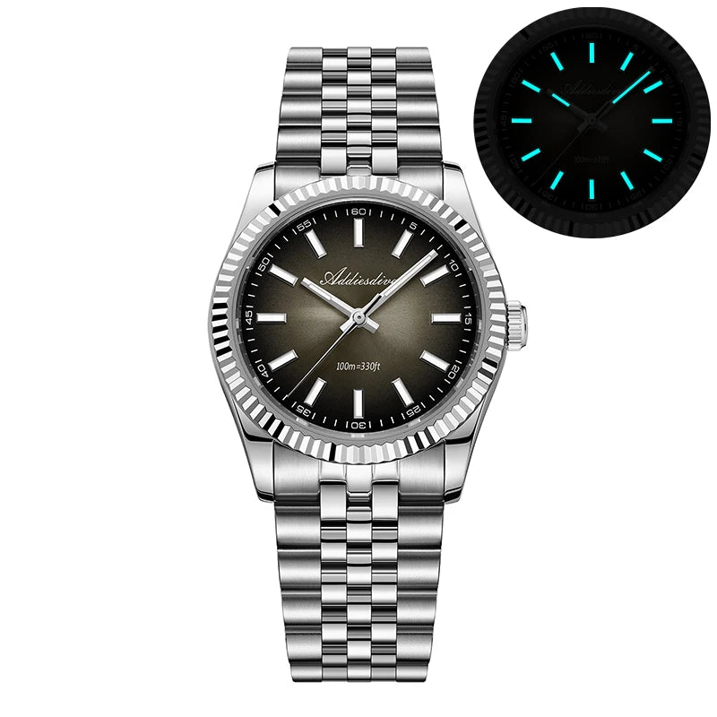 Orologio da uomo ADDIESDIVE AD2073 nuovo, vetro zaffiro, 36mm, VH31, quadrante sunburst, quarzo, impermeabile 10Bar, da immersione, luminoso