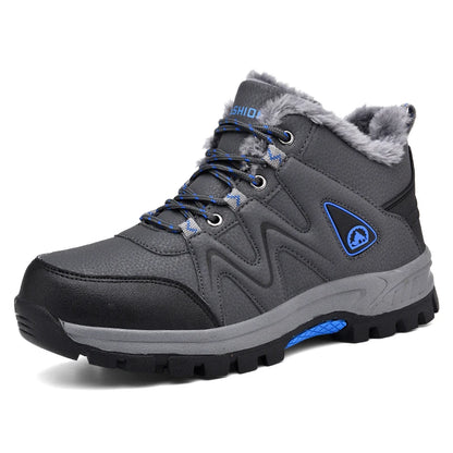 Bottes de neige pour hommes, bottines d'hiver chaudes et confortables pour l'extérieur, coupe haute, coupe-vent, antidérapantes, amortissantes, chaussures de randonnée en coton.