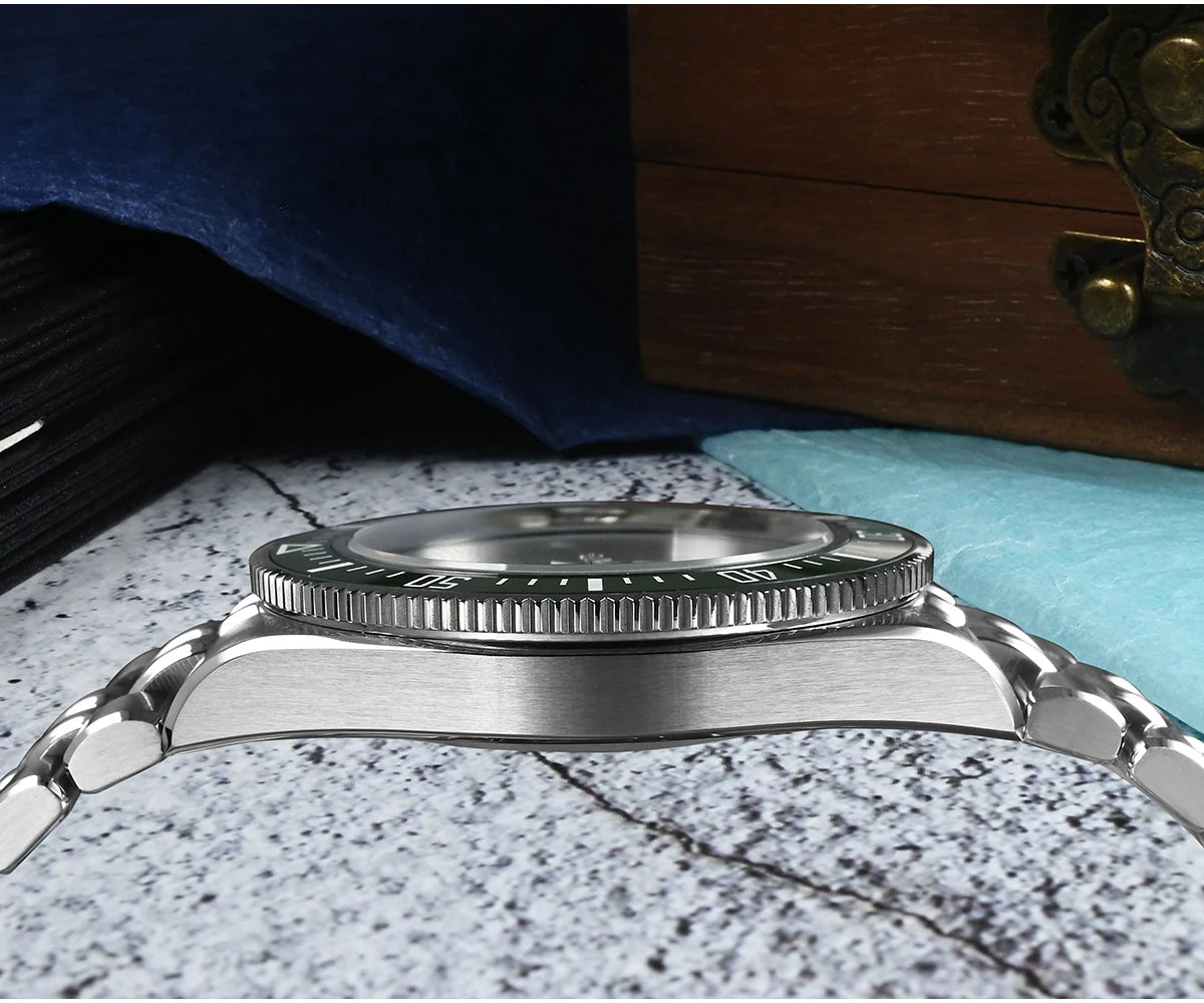 San Martin 37.5mm 40mm Enamel Spiral Vortex Dial Men Luxury Diver Watch Miyota 9015 Automatic Mechanical Waterproof 200m SN0148