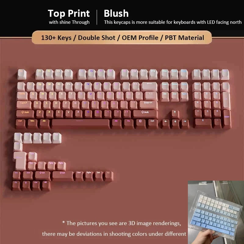 133+ tasti OEM Profile Gradient Keycaps per tastiera meccanica da gaming con switch Cherry MX, PBT retroilluminati RGB, layout ISO, keycap