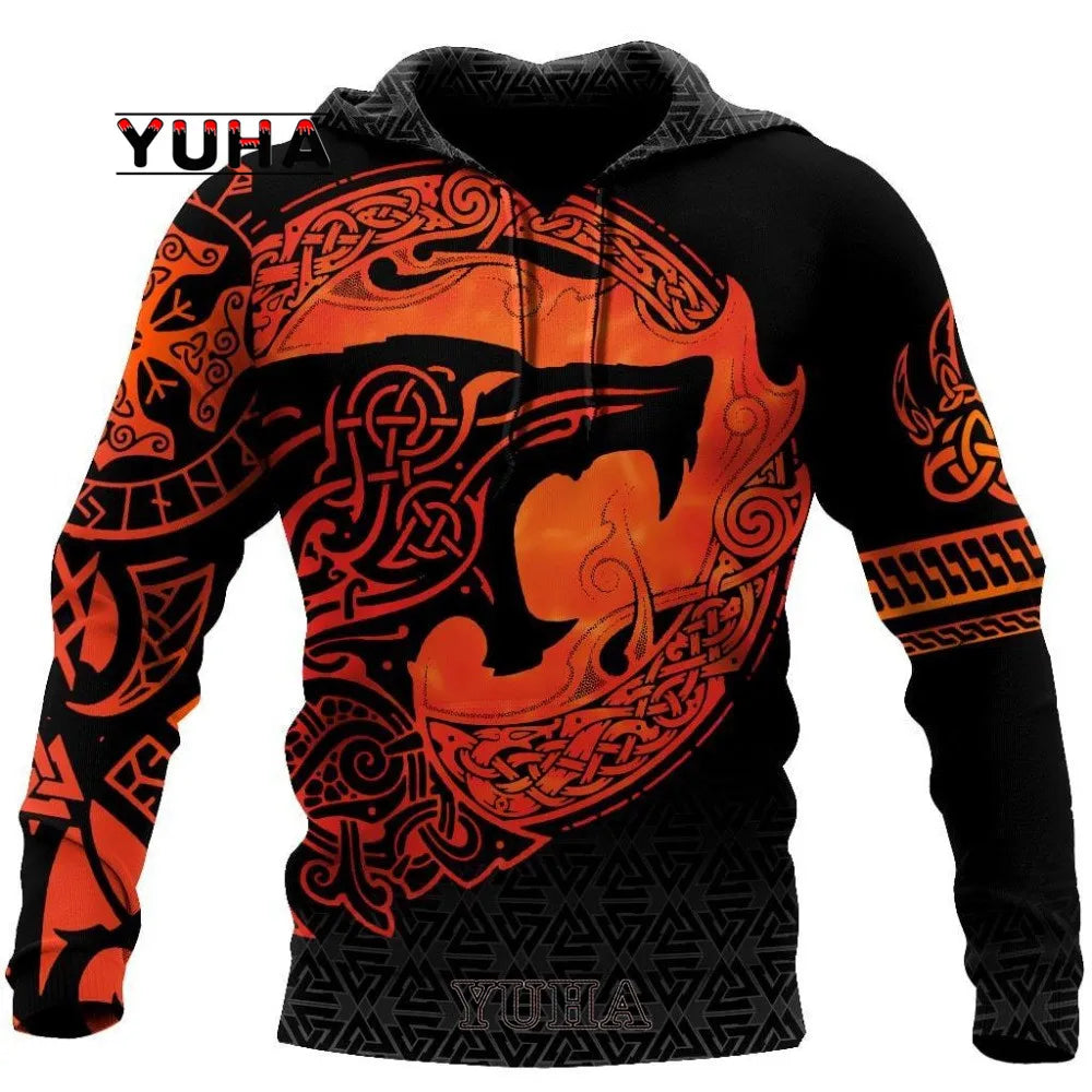 Sweatshirt com Capuz Unissexo Wolf com Impressão 3D, Pullover Cool com Gráfico Animal, Streetwear Masculino