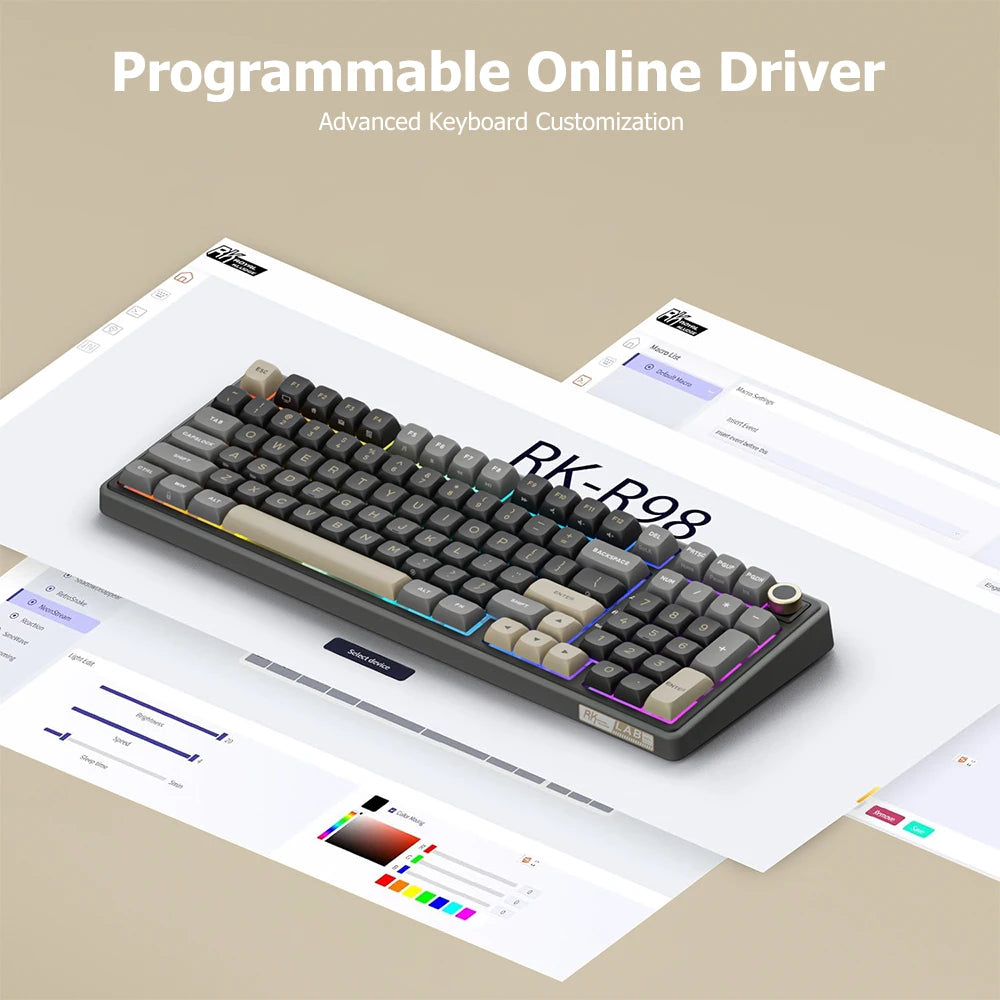 Tastiera meccanica cablata RK ROYAL KLUDGE R98Pro Gasket, 98 tasti, RGB, hot-swappable, pulsante pluggable, tastiera gamer con keycap PBT