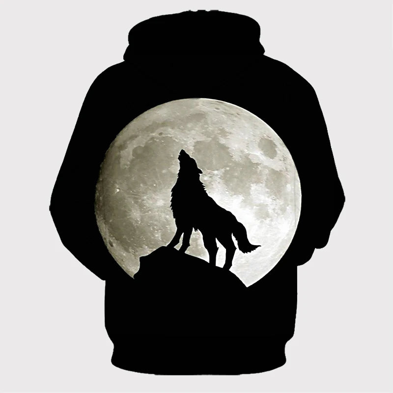 Felpe con cappuccio oversize 3D Animal Wolf da uomo e donna, moda casual, pullover hip hop Harajuku streetwear