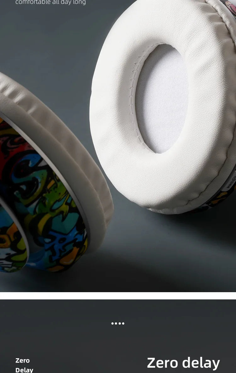 Nuovo headset gaming Bluetooth wireless Graffiti LX-8686 con microfono, luce LED, supporto per scheda TF, bassi profondi e cuffie over-ear per PC, gaming e bambini