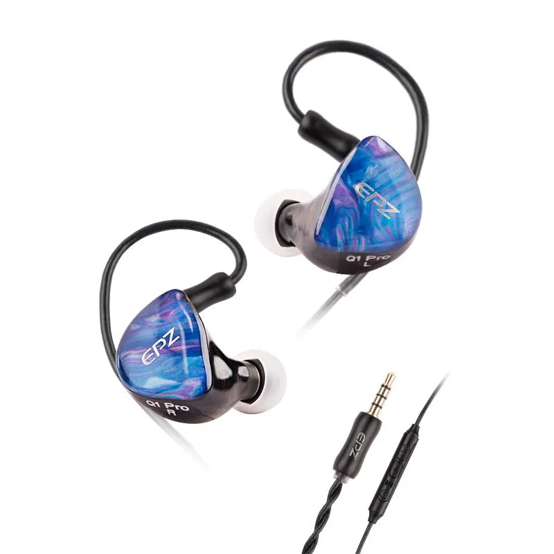 EPZ Q1 Pro Yunshuilan Wired HiFi Bass Earbuds IEM Gaming Earphones with Mic, 10mm Dual Magnetic Driver, Detachable 0.78mm 2-Pin Cable