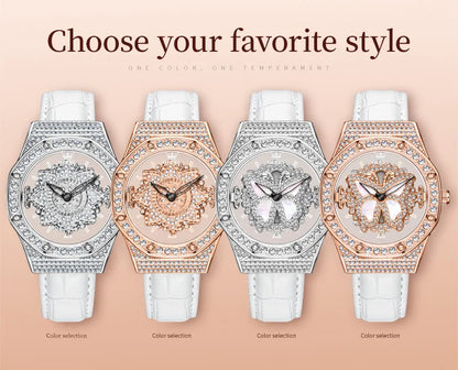 OLEVS 9996 Watch Elegant  Luxury Woman Skeleton Quartz Watch Scale Waterproof Luminous Diamond Dial Ladies Watch Gifts Original