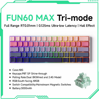 Akko MonsGeek FUN68 FUN60 PRO&MAX Tastiera magnetica HE 60% 65% Tastiere da gaming Rapid Trigger 8K Tastiera custom per gamer Esports