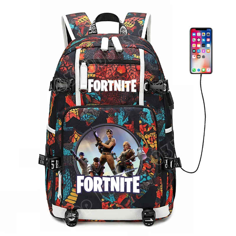 Zaino scolastico Fortnite con stampa gaming per ragazzi e ragazze, grande capacità, impermeabile, leggero e resistente, regalo di compleanno