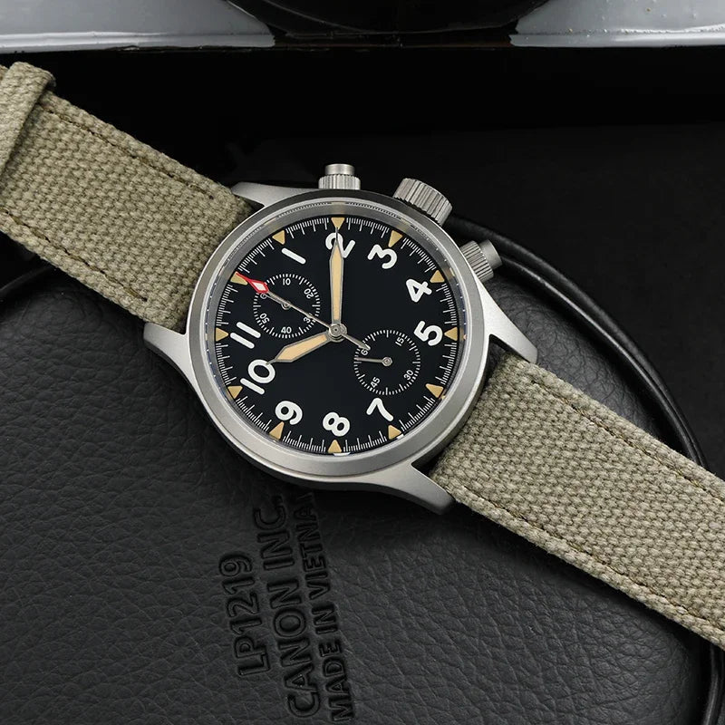 Orologio cronografo al quarzo Militado VK61 VK67, 39mm, cassa in acciaio inox 316L, 3 quadranti, impermeabile 100M, orologio militare multifunzione