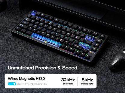 Teclado mecánico magnético EPOMAKER HE80 75% con distribución US QWERTY, hot-swap, gasket creamy, cableado, efecto Hall, DKS SOCD para PC/Mac