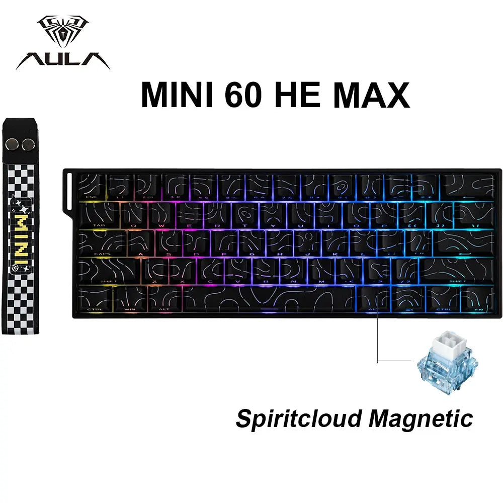 Teclado mecánico inalámbrico AULA Mini60 HE/Pro/Max 60% con interruptores magnéticos RGB, trimodo, 8000Hz, 0.01mmRT para PC, regalos para gamers
