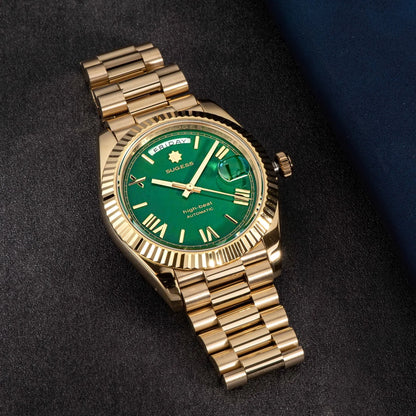 Sugess 40mm Men's Watches Automatic Date Mechanical Day Wristwatch Peacock SL3034 Movement Sapphire Waterproof Luxury Retro New
