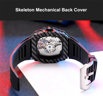 Mechaniczny zegarek Tourbillion dla mężczyzn, silikonowy pasek, szkieletowa koperta tonneau, automatyczne zegarki męskie, luksusowa topowa marka, reloj hombre