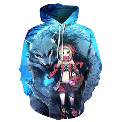 Felpe con cappuccio oversize 3D Animal Wolf da uomo e donna, moda casual, pullover hip hop Harajuku streetwear