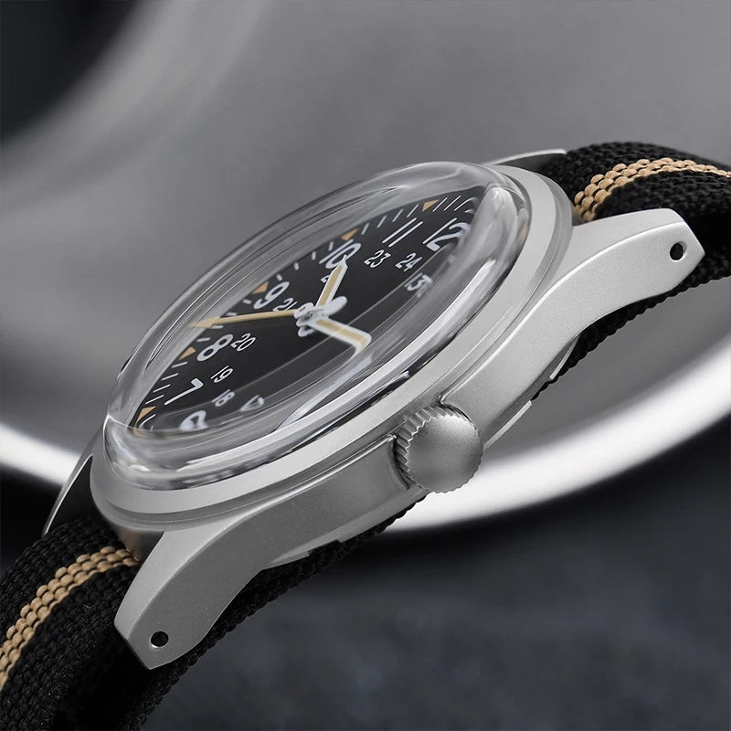 Militado ML07 Quartz Watch VH31 Sweep Movement Domed Sapphire Crystal Luminous 10Bar Waterproof 36mm Vintage Mens Watches