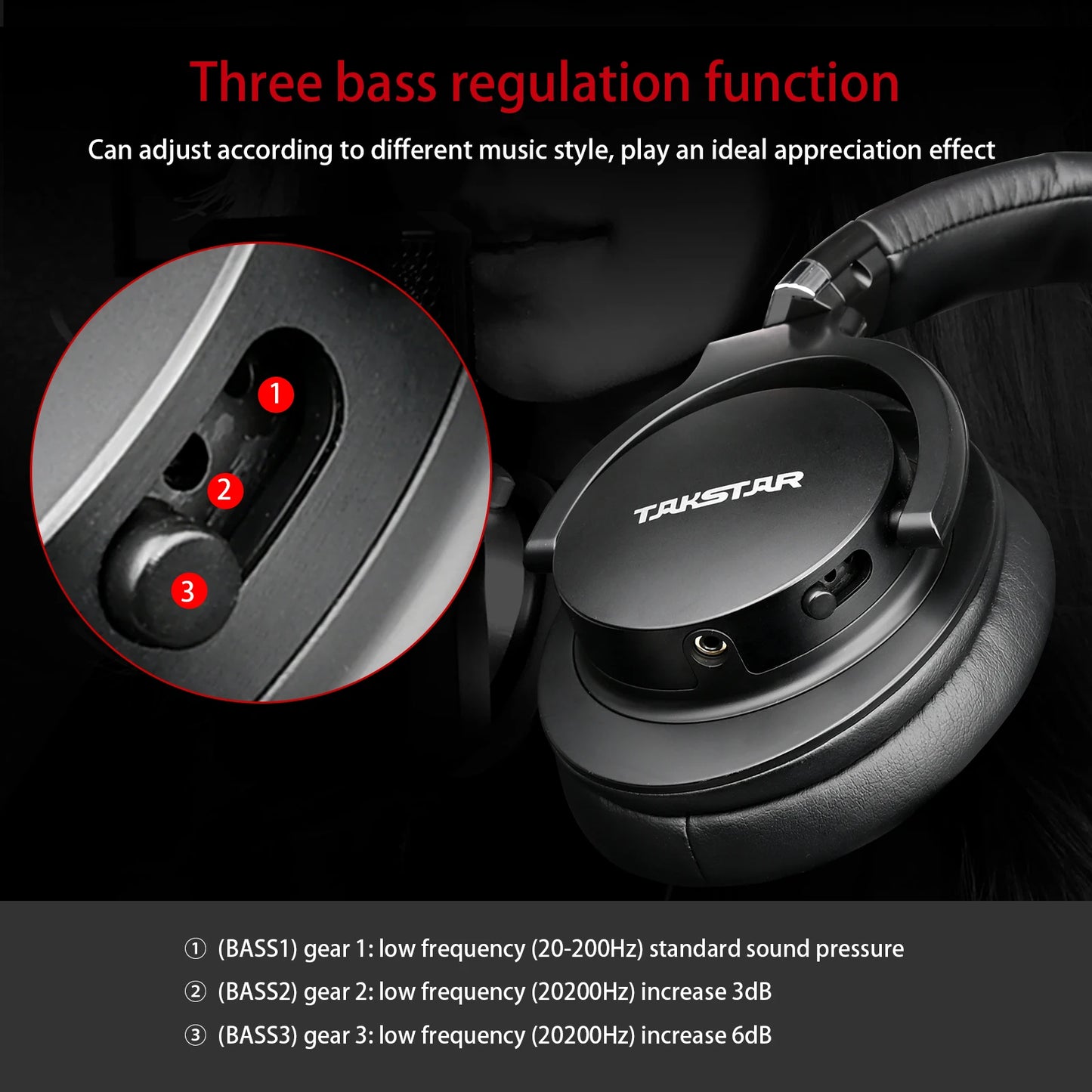 Auriculares de monitorización profesional Takstar PRO82 – Auriculares de estudio HiFi estéreo con cable para grabación, gaming y sonido preciso con graves ajustables