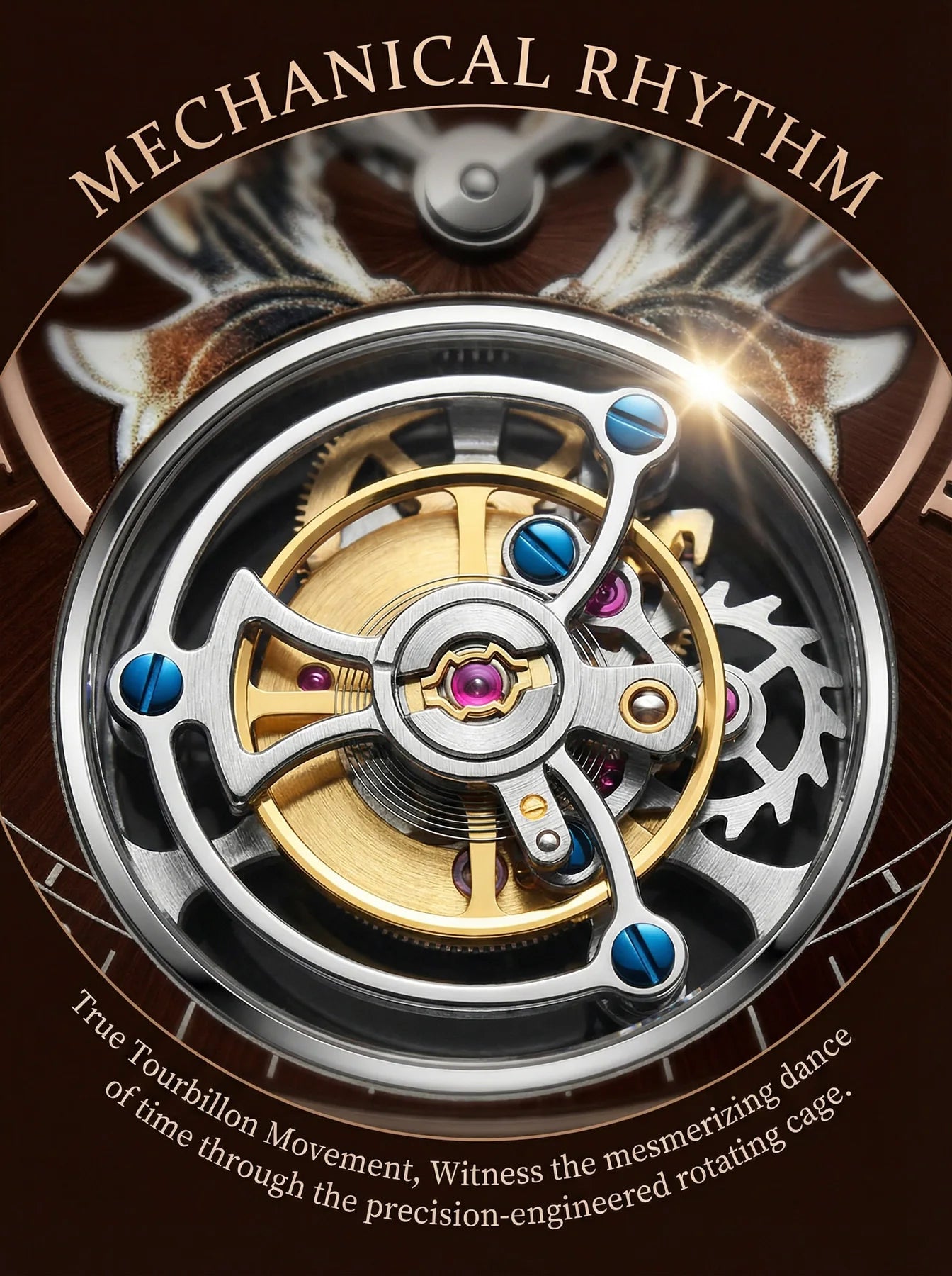 aesop Men's Watch Automatic Movement Mechanical Tourbillon Watch Skeleton Design Stainless Steel Case Waterproof Men's Watch 202