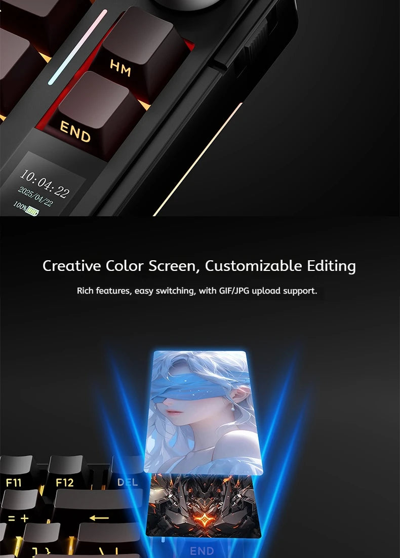 AULA S75 PRO Mechanical Keyboard 75% Custom Layout RGB Backlight Wireless Bluetooth Gaming Keyboard with Screen Knob
