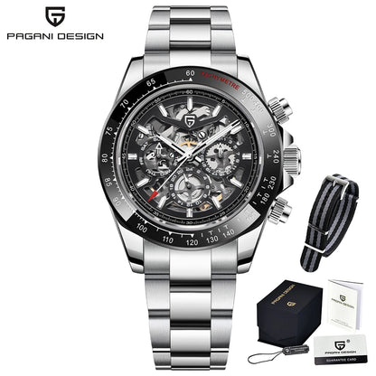 Reloj mecánico automático PAGANI DESIGN para hombre, de acero inoxidable, resistente al agua 10Bar, deportivo, de lujo casual para hombre
