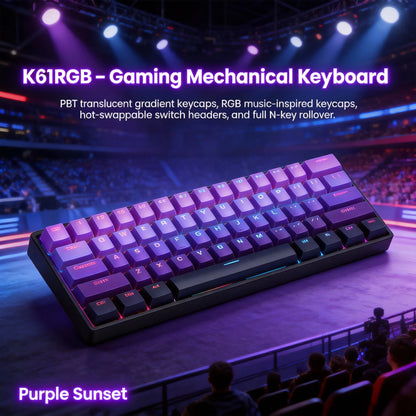 Tastiera meccanica portatile cablata K61, Phantom RGB colorata, risposta di livello gaming, design ergonomico, adatta al gaming e all’ufficio