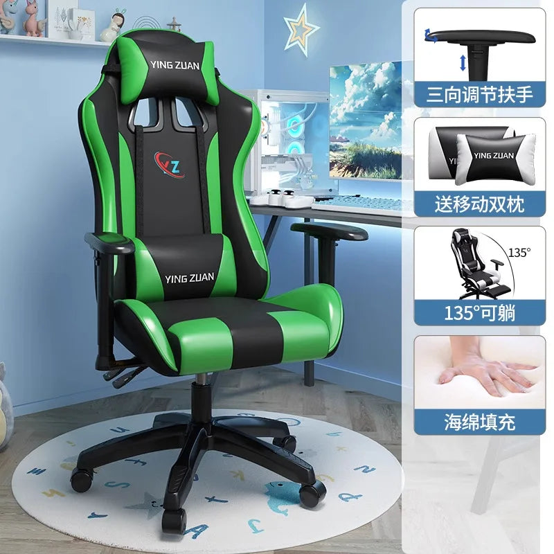 Silla gaming Silla de ordenador Asiento reclinable cómodo Juego LIVE Residencia estudiantil hogar Ergonomía para sedentarismo