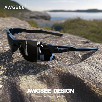 Gafas deportivas polarizadas semirremadas para hombre: montura mate resistente y lentes con revestimiento HD para golf, pesca, viajes y uso diario