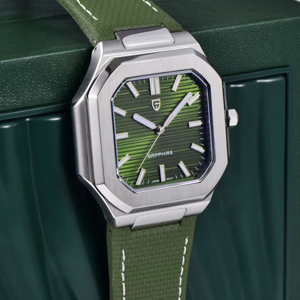 Reloj de lujo cuadrado de cuarzo PAGANI DESIGN 2026 para hombre, cristal de zafiro AR, movimiento japonés, luminoso, acero 316L completo