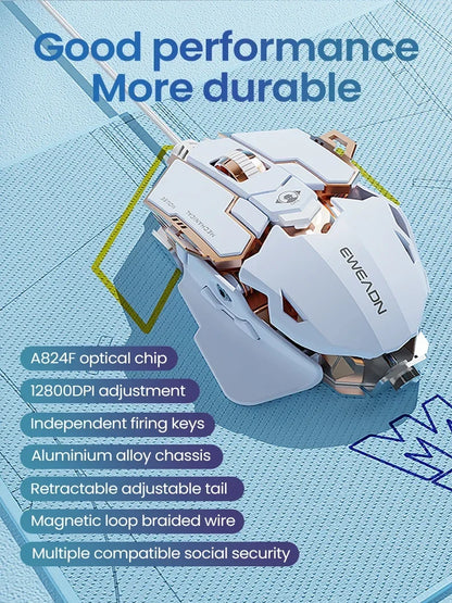 G5 Mechanical E-sports Wired Mouse RGB 9 Button Macro Programming Gaming Mute Mouse 12800 DPI For Desktop Computer Laptop