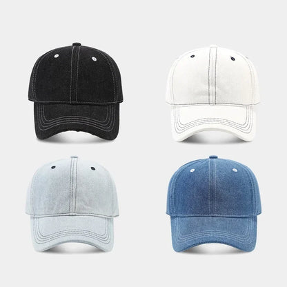 Solid color denim baseball cap for women Korean casual duckbill cap for men summer sun protection cap