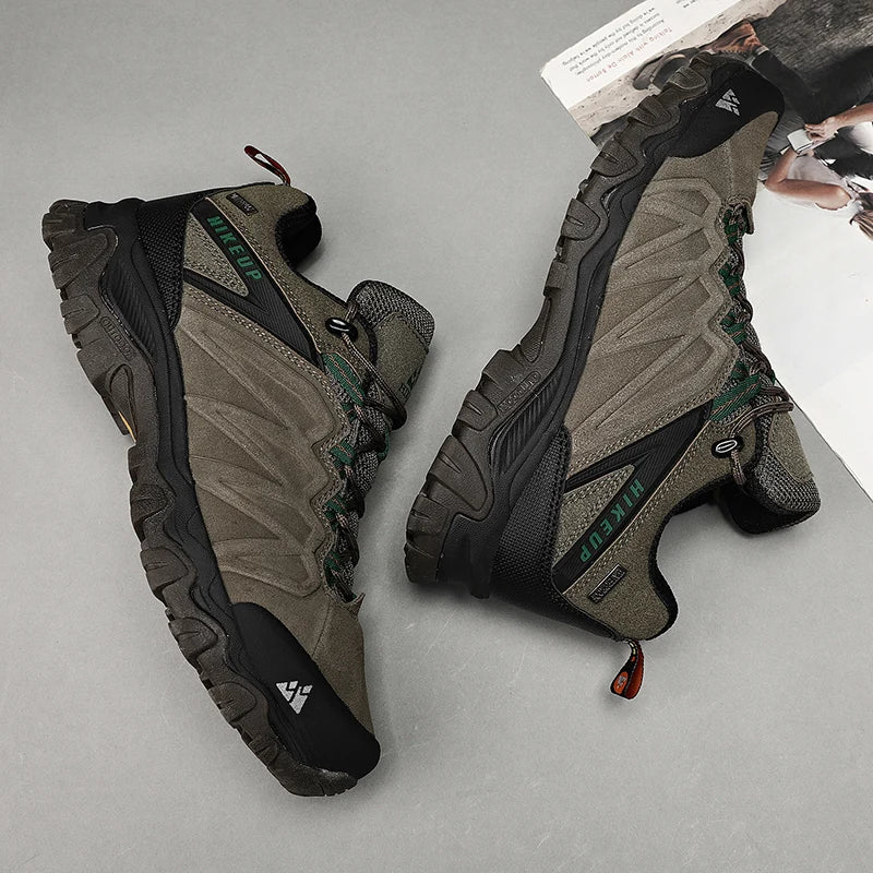 HIKEUP Scarpe da trekking in pelle di alta qualità, resistenti, da outdoor sportivo, da uomo, con lacci, per escursionismo, arrampicata e caccia