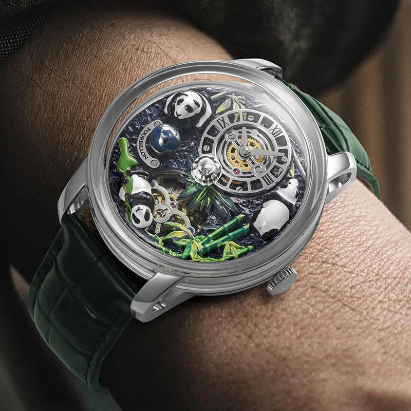 PINDU Panda National Treasure Series Mechanical Watch Men M2791B Movement Sapphire Mirror Waterproof Automatic Mechanical Watch