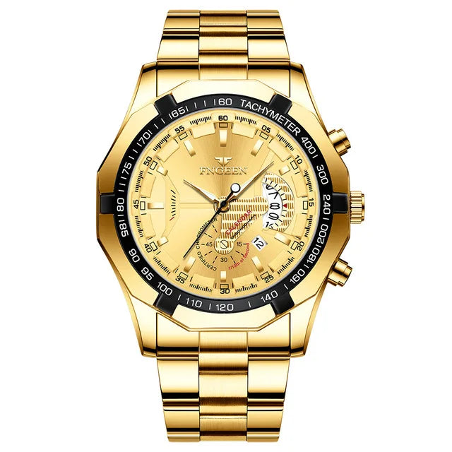 Armbandsur för män, i militär-, casual- eller sportstil, med kvartsverk, från ett prestigefyllt varumärke, helt i stål, vattentätt