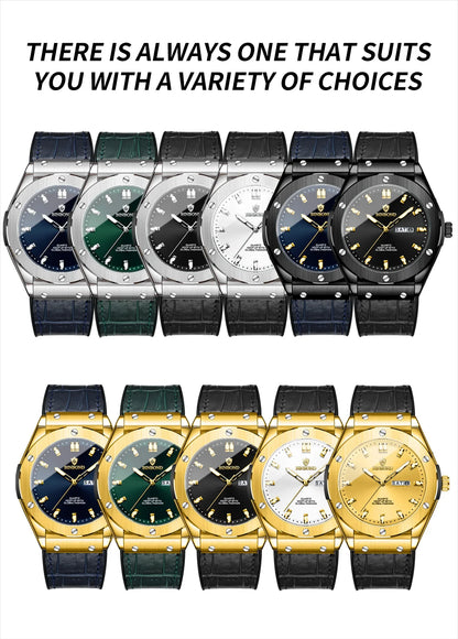 Man New Casual Business Leather Clock Men Luxury Watch Automatic Watches Mens Top Fashion Quartz Wristwatches Relojes De Hombre