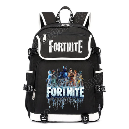 Fortnites Large Capacity Backpack Casual Shoulder Bag with USB Port Unisex Anime Students Schoolbag New Stylish Stationery Gift