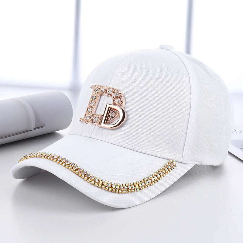 CNTANG 2024 Fashion Diamond D Letter Baseball Cap For Women Snapback Summer Outdoor Sun Protection Hat Autumn Casual Ladies Caps