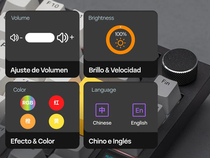 Distribución ISO-ES EPOMAKER X AJAZZ AK820 PRO 75% teclado mecánico con distribución española, cable/2.4GHz/BT, pantalla y perilla para Pc/Mac