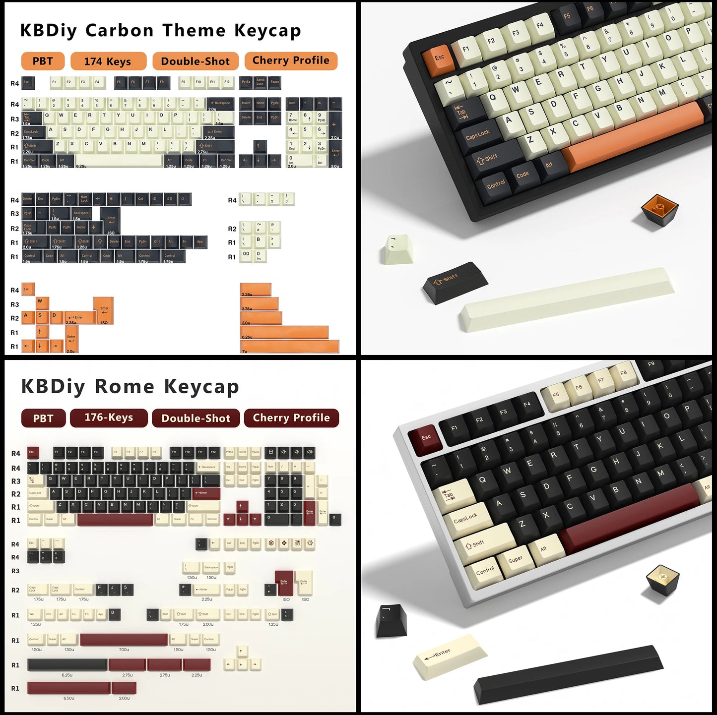 Keycaps KBDiy GMK Illusion perfil Cherry de PBT de doble inyección ISO para kit de teclado mecánico gamer, estilo retro gaming