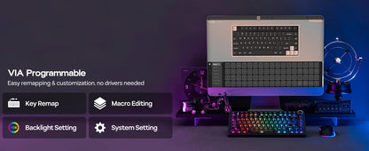Tastiera meccanica EPOMAKER x AULA F75 Ultra VIA programmabile 75% layout ANSI US QWERTY, gasket, cablata/Bluetooth/wireless 2.4Ghz