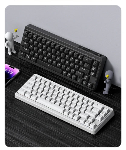 FREEWOLF M68SE Teclado mini con cable de 68 teclas, retroiluminación RGB, Type-C, diseño 68%, compacto para gaming, oficina, PC y portátil