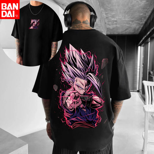 2026 Summer Dragon Ball 40th Super Saiyan Gohan Black Gi 100% Cotton Back Print Vintage Oversized Casual Unisex T-Shirt forFans