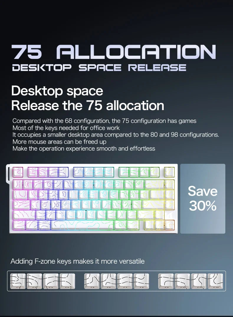 Teclado gaming magnético con cable ATTACK SHARK R82 HE 75% RGB 8000Hz Rapid Trigger, activación de 0.005mm