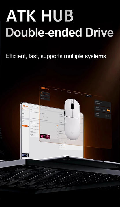 Mouse gaming wireless ATK Dragonfly A9 Ultra PAW3950 ultraleggero tri-mode ergonomico e-sport per gamer FPS A9 SE Plus