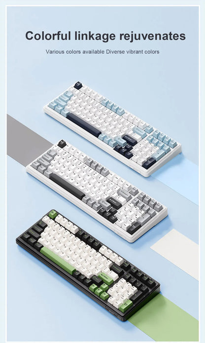 Teclado mecánico AULA F99 Bluetooth 5.0/2.4G inalámbrico/con cable, teclado gaming con montaje gasket de 99 teclas, personalizable